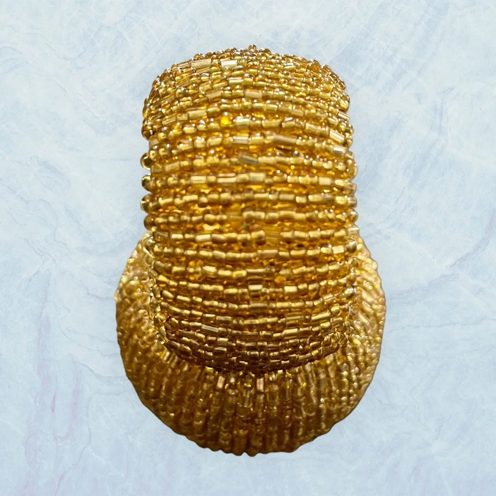 Set of 3 Gold Sequin Beaded Napkin Rings‎